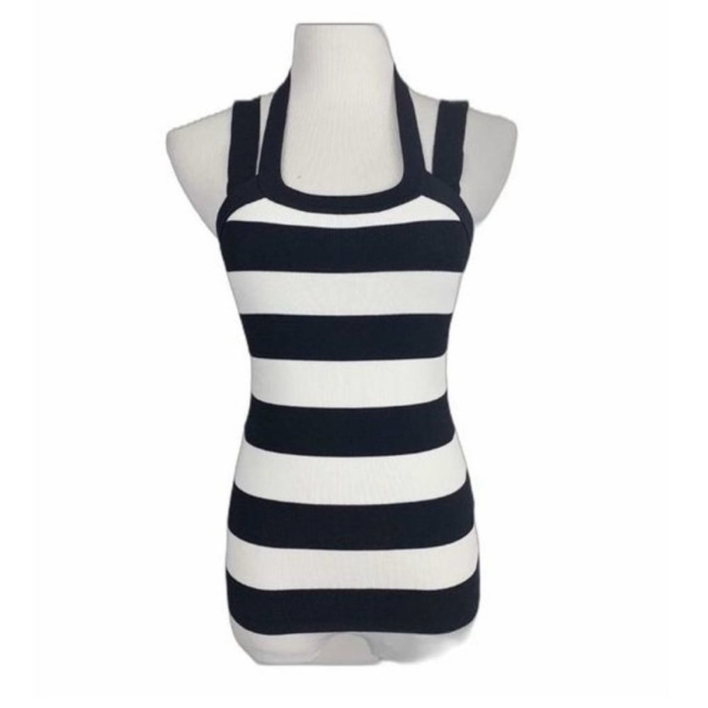 Black and White Striped Women's Top